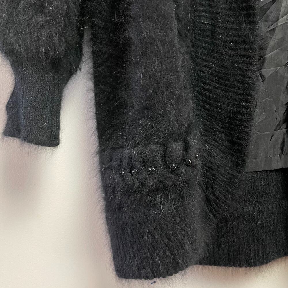 Vintage 90s Angora Open Front Cardigan Sweater Jacket‎ Beaded Statement Japandi - Picture 7 of 11